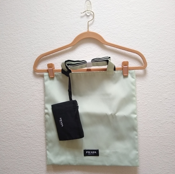 Prada Beauty Tote Bag Light Green/Mint with Pouch - Picture 2 of 7